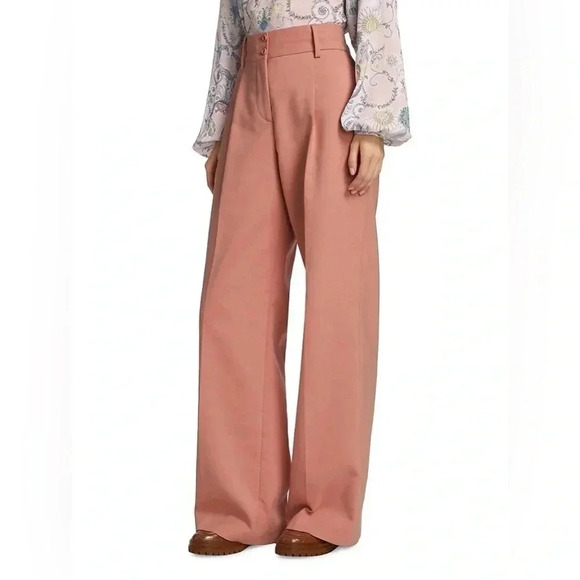 See by Chloe Women's Muted Clay Cotton Wide Leg Pleated Trouser Pant Size 12 NWT - Picture 11 of 11